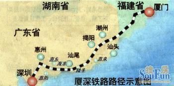 廈深鐵路路徑圖