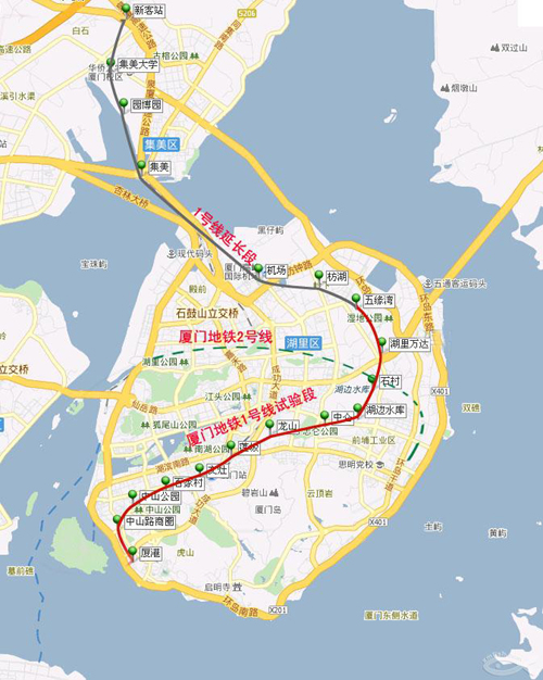 廈門地鐵1號線線路圖