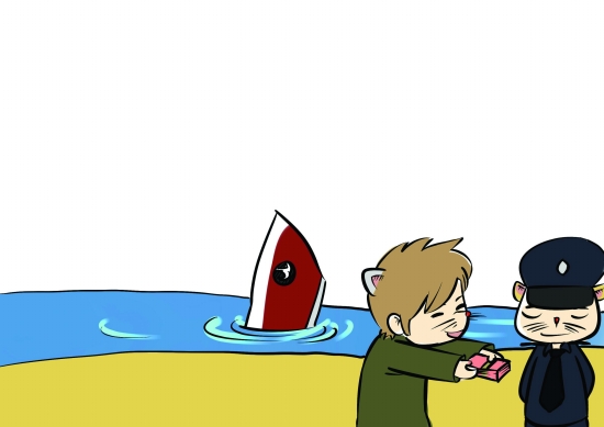 這艘非法采砂船默默地立在洛陽(yáng)江邊，警示世人。