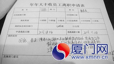 離職申請(qǐng)表