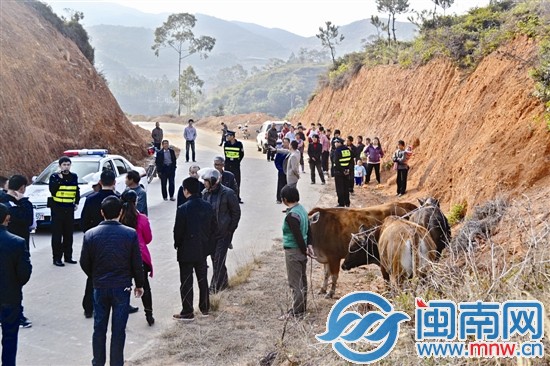 在兩村交界處，民警宣讀鑒定結(jié)果，村民圍觀