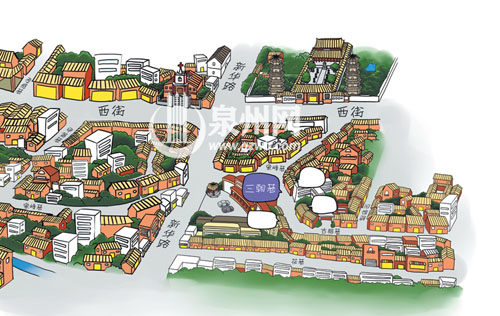 泉州西街手繪圖