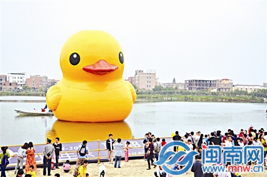 憨態(tài)可掬的大黃鴨，讓參觀的人仿佛回到童年