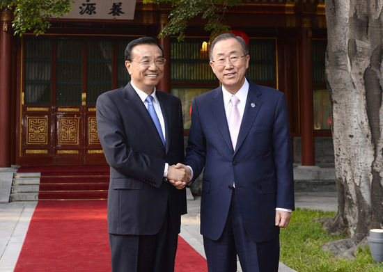 李克強(qiáng)會(huì)見聯(lián)合國秘書長潘基文2