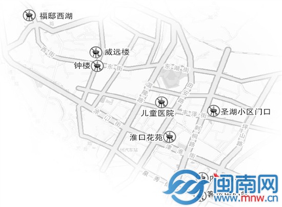 重點整治8路段流動攤點示意圖