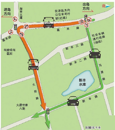 地鐵1號線火炬園站二期圍擋交通限制示意圖