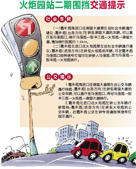 火炬園站二期圍擋交通提示