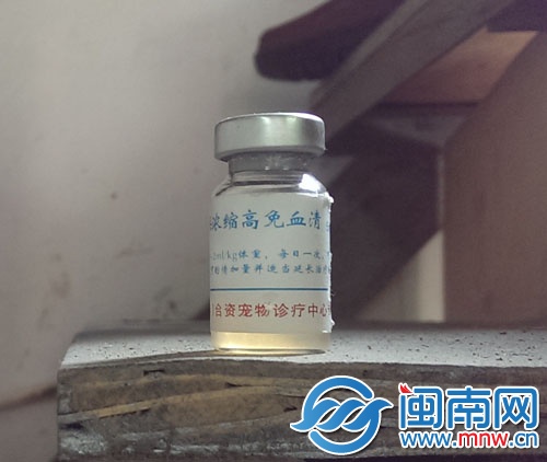 店鋪內(nèi)的樓梯上，擺著一瓶血清