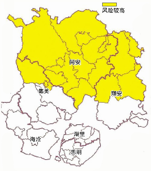 同安集美北部翔安北部地質(zhì)災(zāi)害分布