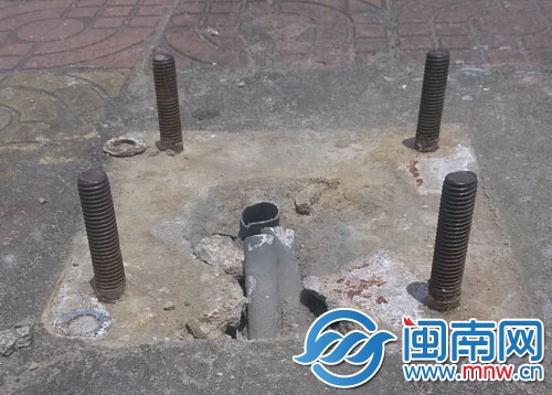 螺絲釘突出路面，留下隱患