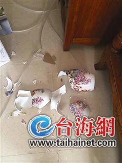 珍貴花瓶倒地破碎